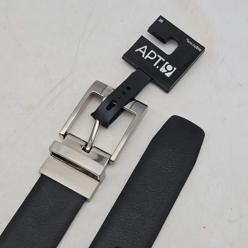 Apt. 9 Belt Black Brown Reversible Syn Leather Mens 34-36‎ Nickel Buckle
